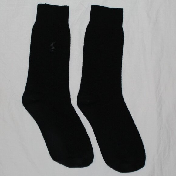 Polo Ralph Lauren Men’s 3-Set Solid Black Textured Polo Pony Dress Socks - Picture 9 of 11